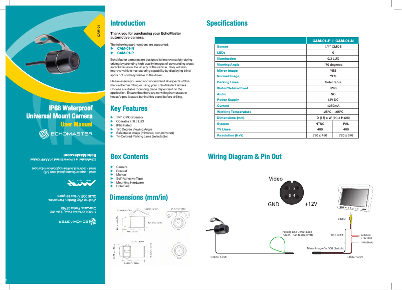 Page 1 de la notice Manuel utilisateur EchoMaster CAM-01-N
