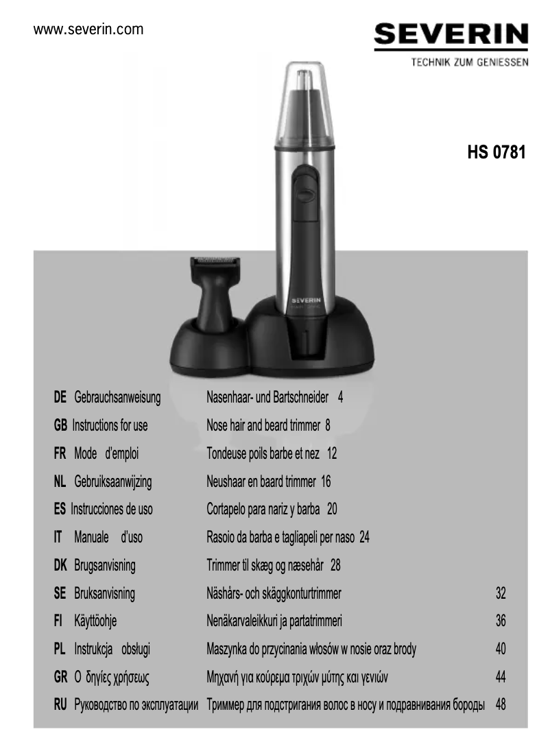 Página 1 del manual Manual de usuario Severin HS 0781