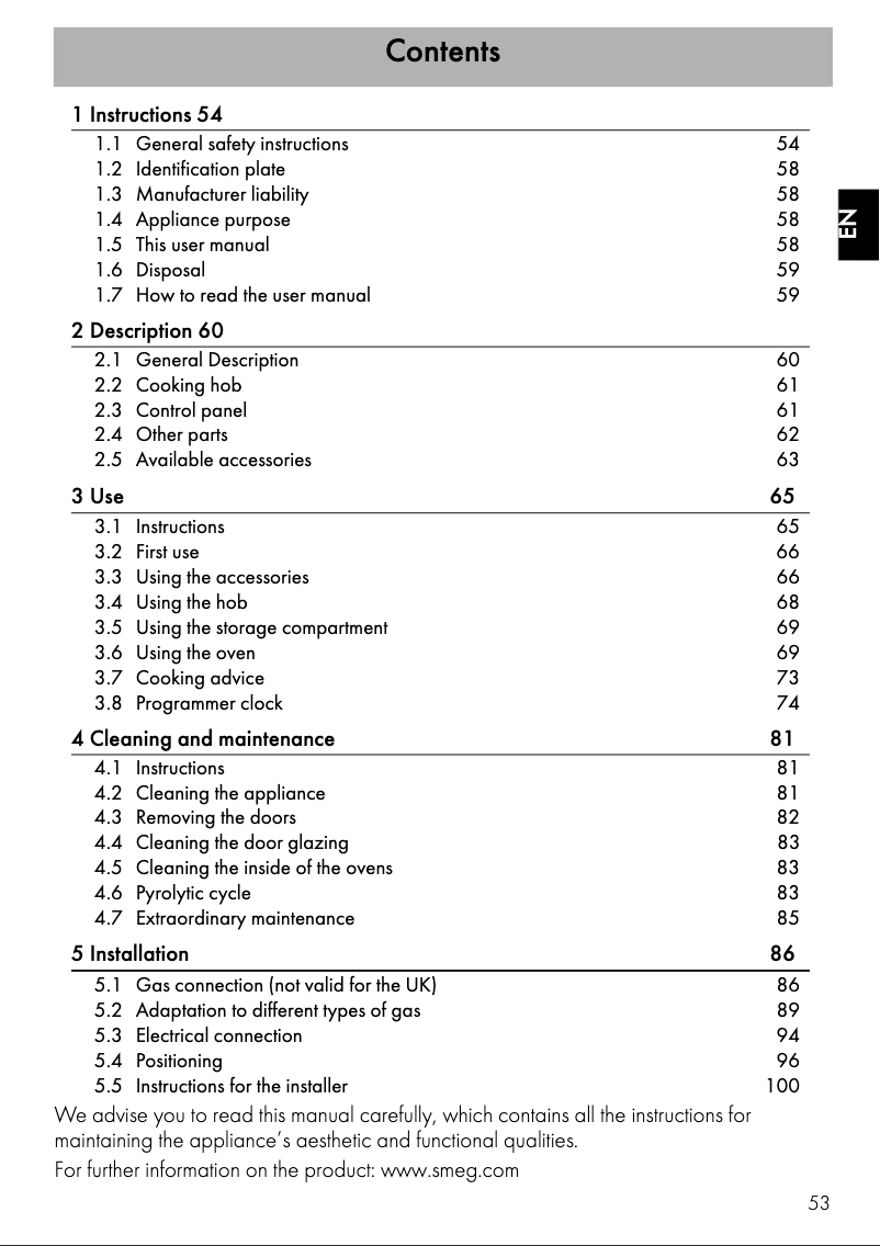 Page n°1 - Brochure Smeg A2PY-81