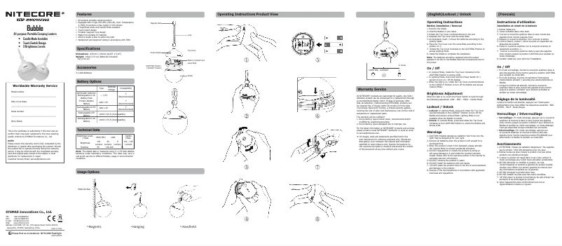 Page n°1 - Manuel utilisateur Nitecore Bubble