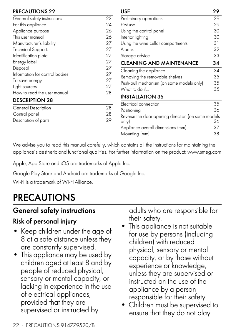 Page 1 de la notice Brochure Smeg CVI321X3