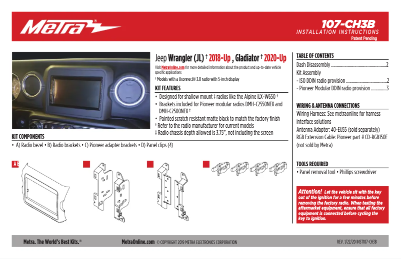 Page n°1 - Guide d'installation Metra 107-CH3B