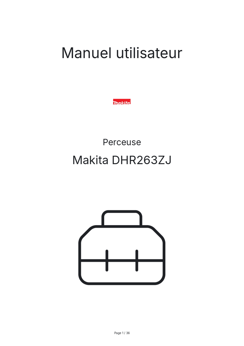 Page n°1 - Manuel utilisateur Makita DHR263ZJ