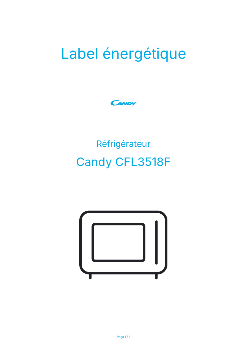 Page n°1 - Label énergétique Candy CFL3518F