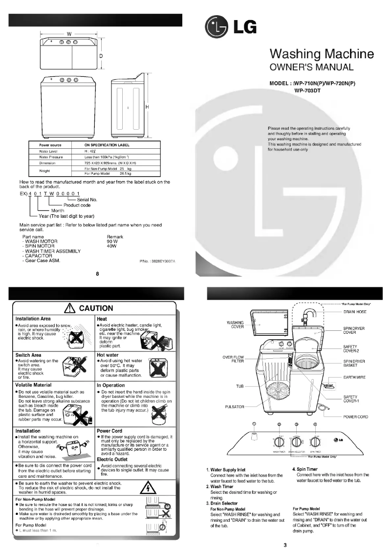 Page 1 de la notice Manuel utilisateur LG WP-710N