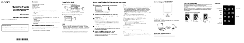 Image de la première page du manuel de l'appareil Walkman NWZ-A866