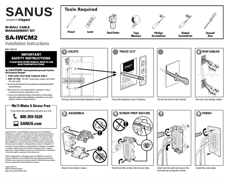 Page 1 de la notice Manuel utilisateur Sanus SA-IWCM2