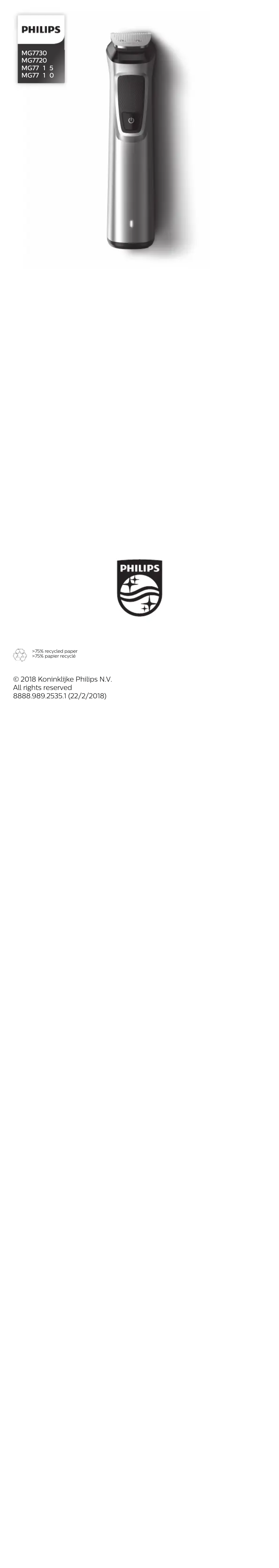 Page n°1 - Manuel utilisateur Philips MG7710