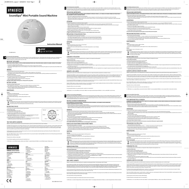 Page 1 de la notice Manuel utilisateur Homedics SS-MN100