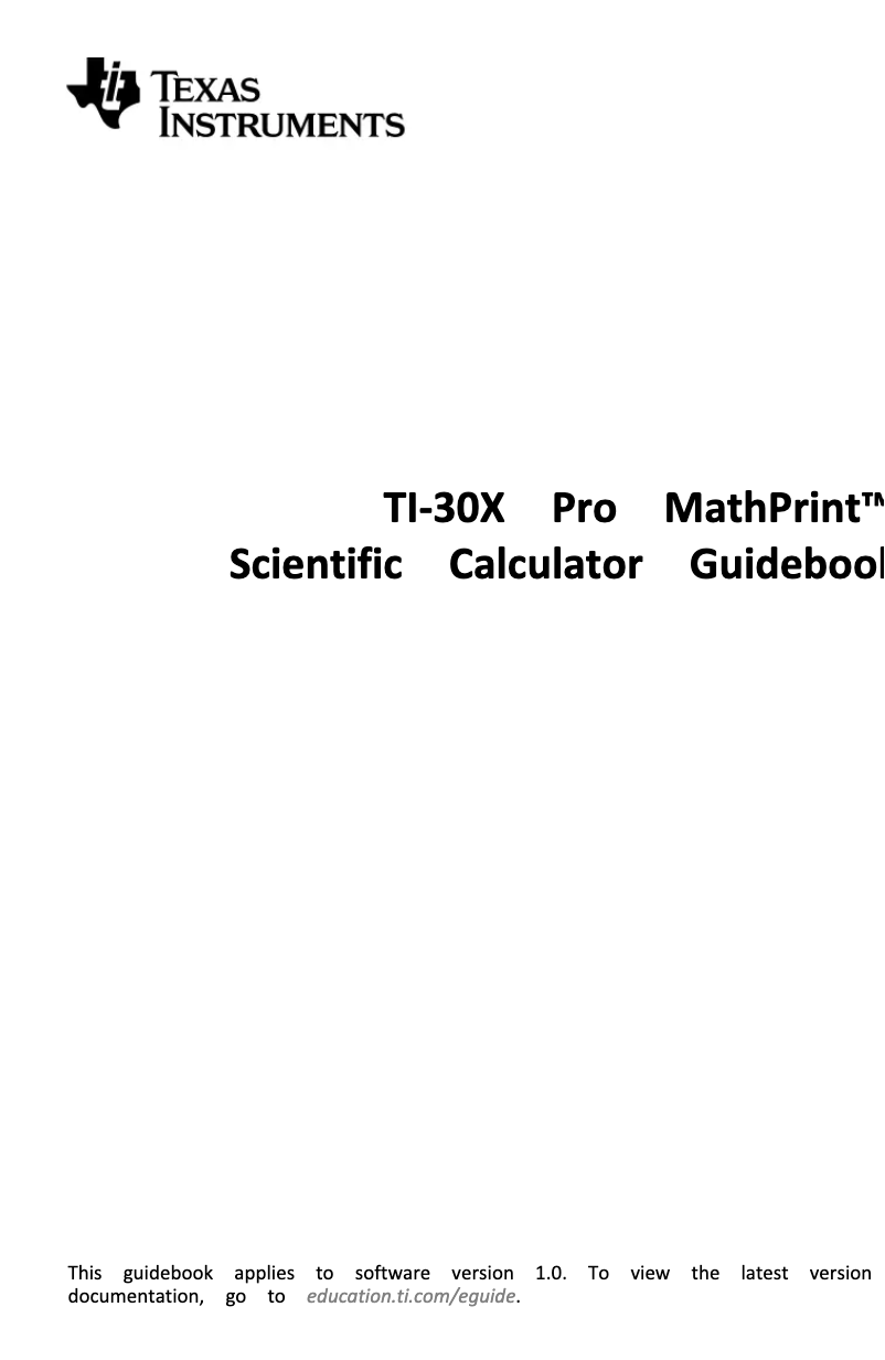 Page 1 de la notice Manuel utilisateur Texas TI-30X Pro MathPrint