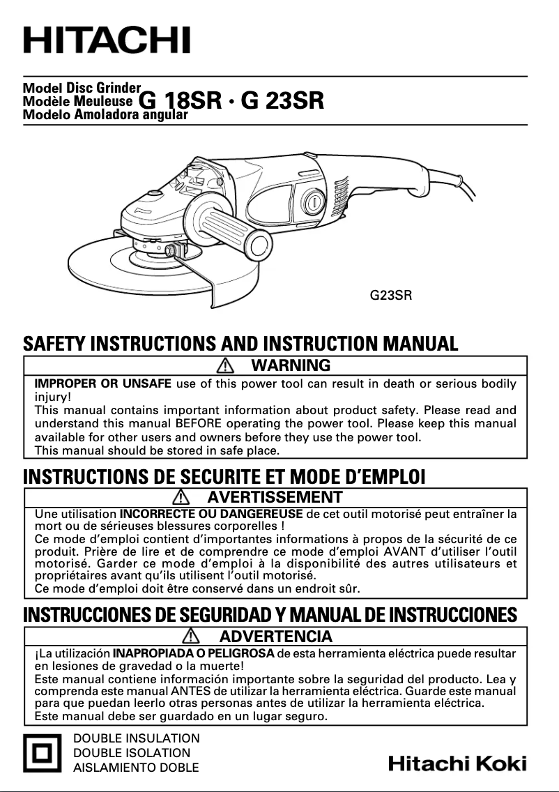 Image de la première page du manuel de l'appareil G 18SR