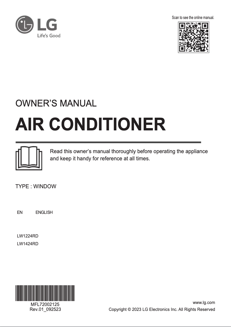 Page 1 de la notice Manuel utilisateur LG LW1224RD