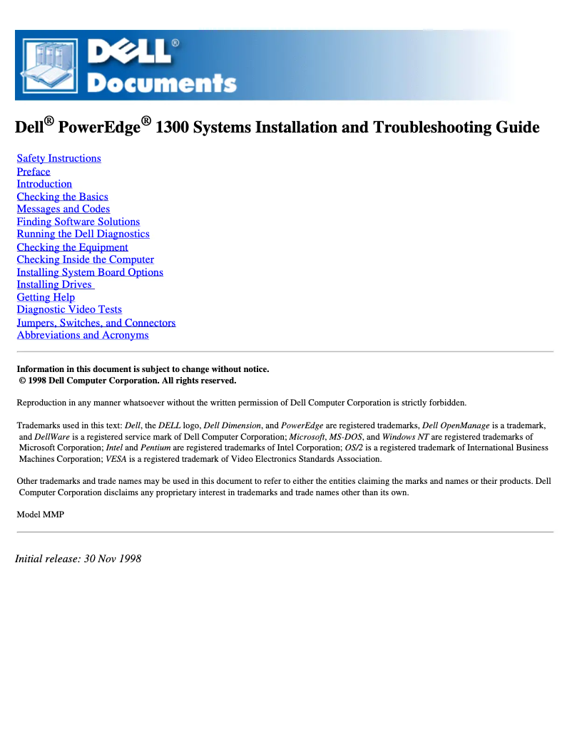 Page 1 de la notice Manuel utilisateur Dell PowerEdge 1300