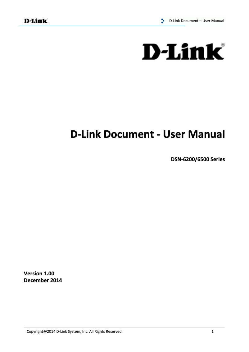 Page n°1 - Manuel utilisateur D-Link DSN-6210