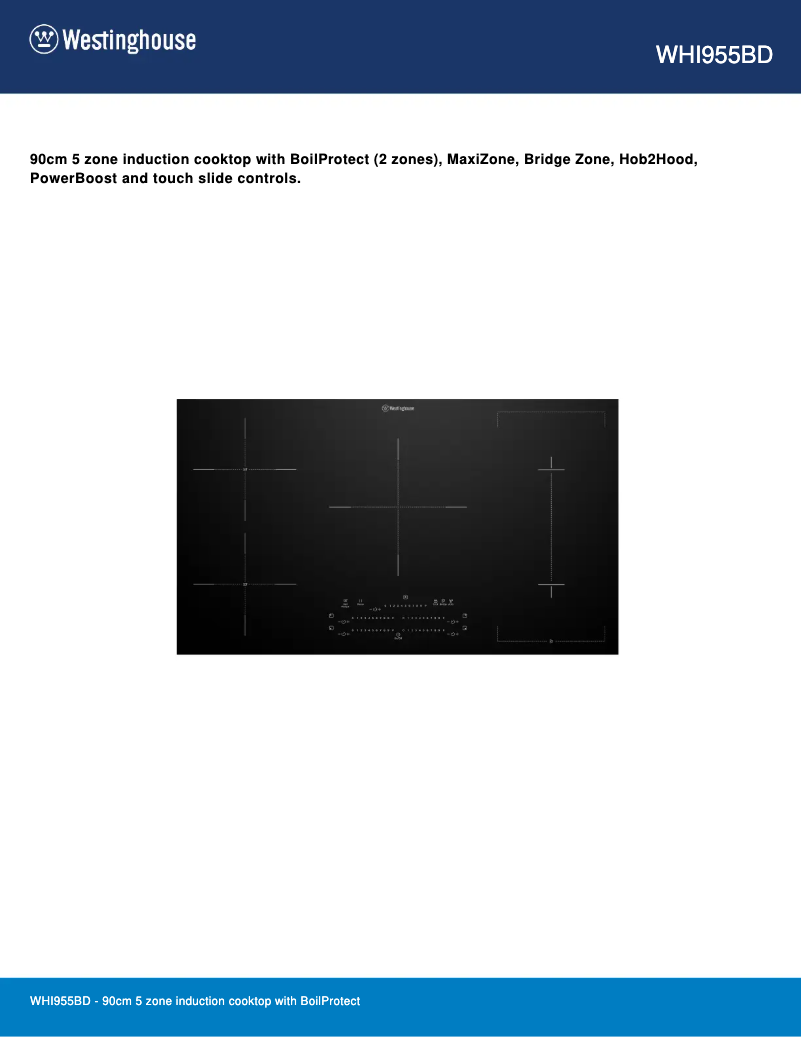 Page 1 de la notice Fiche technique Westinghouse WHI955BD