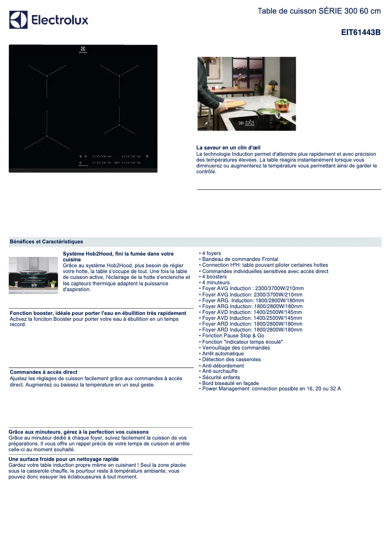 Page n°1 - Fiche technique Electrolux EIT61443B