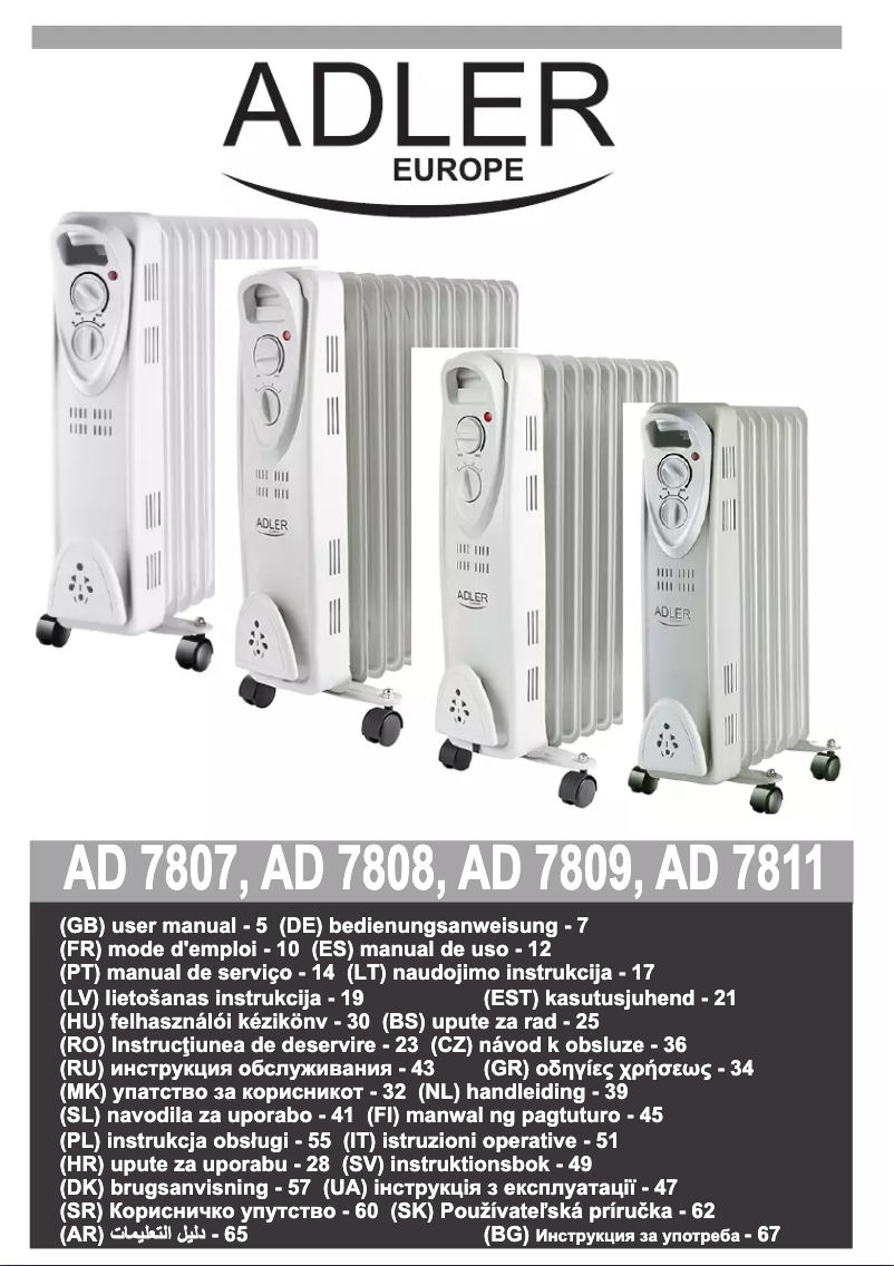Page 1 de la notice Manuel utilisateur Adler AD 7811