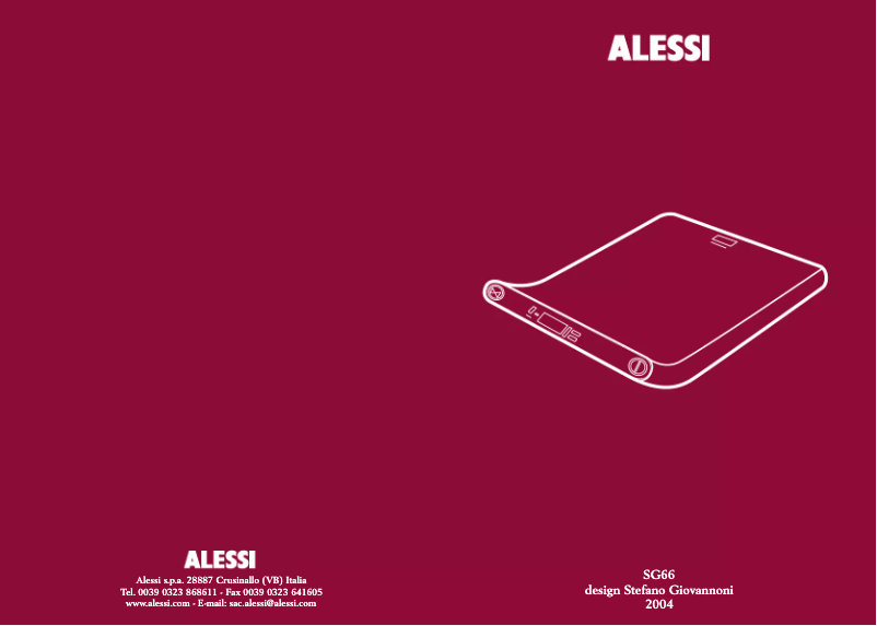 Page 1 de la notice Manuel utilisateur Alessi SG66