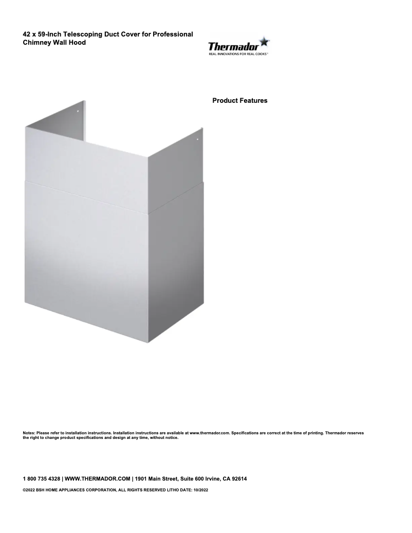 Page 1 de la notice Fiche technique Thermador CHMHP36XTW