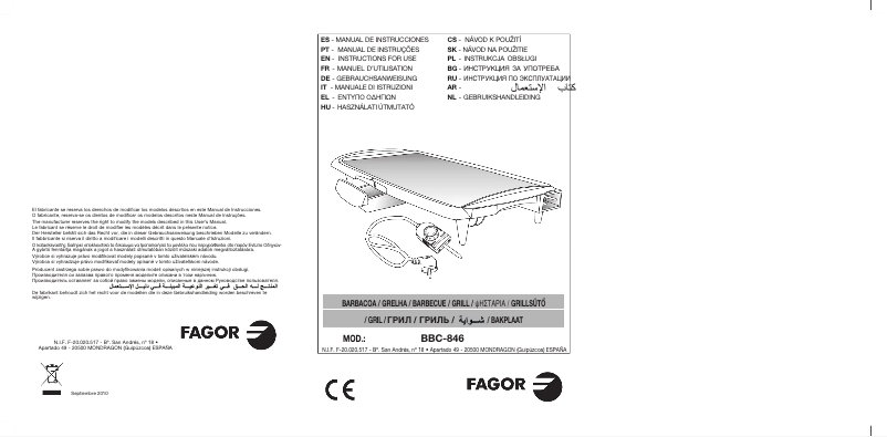 Page n°1 - Manuel utilisateur Fagor BBC-846