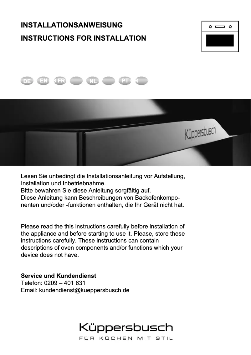 Page 1 de la notice Manuel utilisateur Küppersbusch BP6550.0S1
