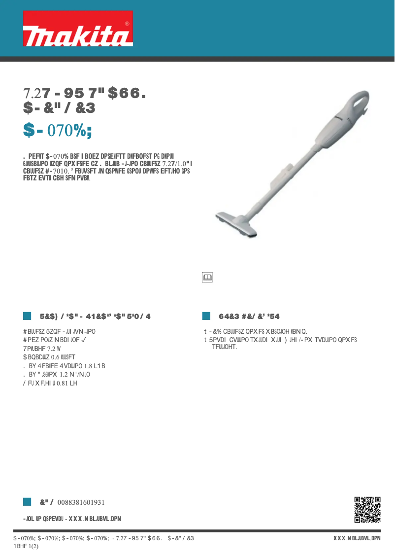 Página 1 del manual Ficha técnica Makita CL070DZ