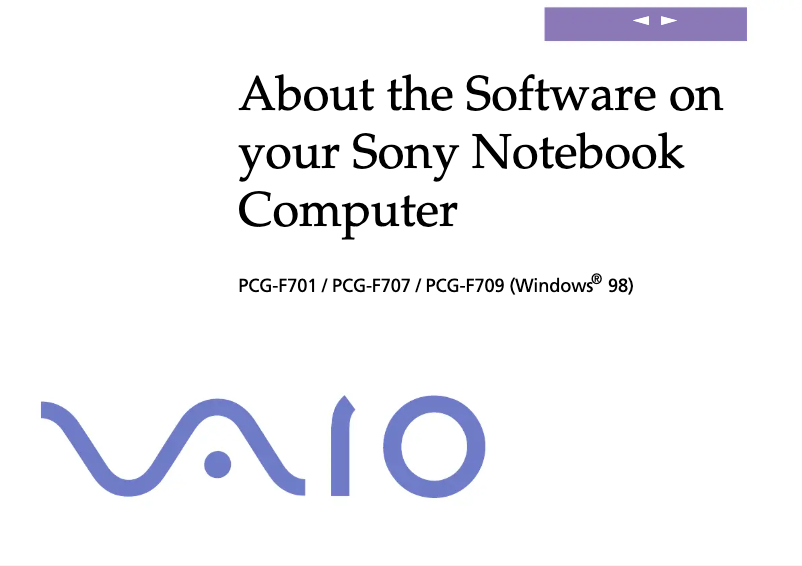 Page n°1 - Manuel utilisateur Sony Vaio PCG-F701