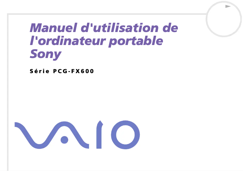 Page n°1 - Manuel utilisateur Sony Vaio PCG-FX602