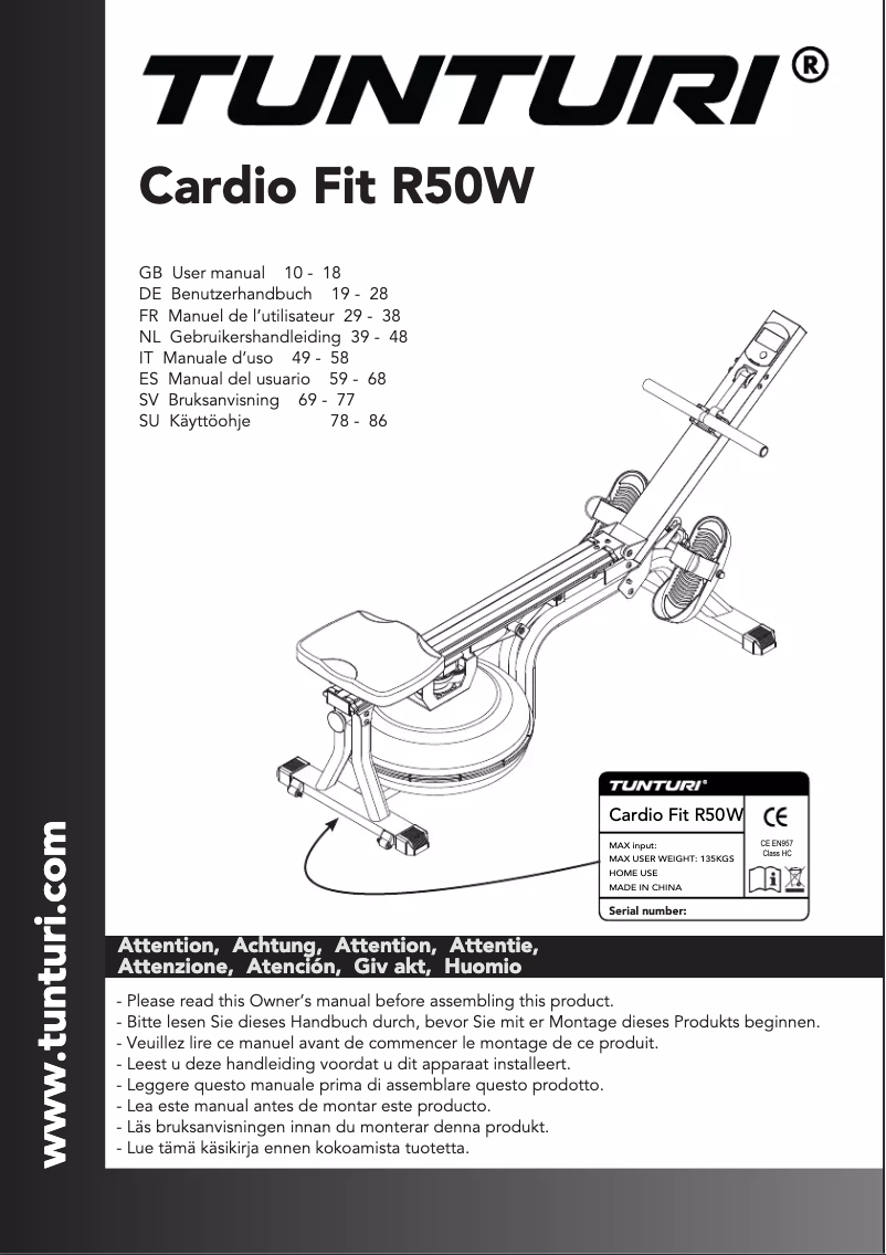 Image de la première page du manuel de l'appareil Cardio Fit R50W