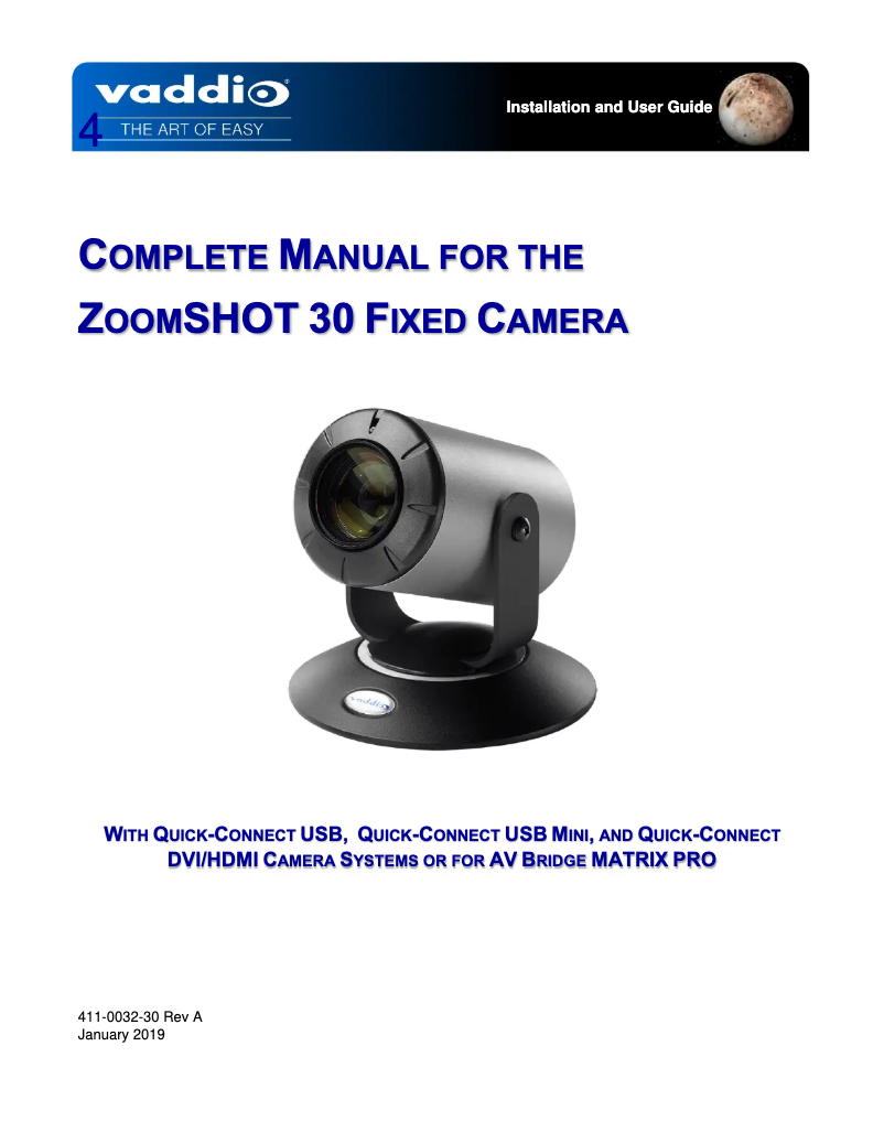 Page 1 of the manual User Manual Vaddio ZoomSHOT 30
