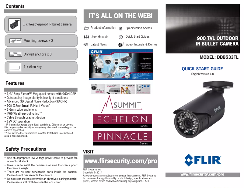 Page 1 de la notice Manuel utilisateur FLIR Summit DBB533TL