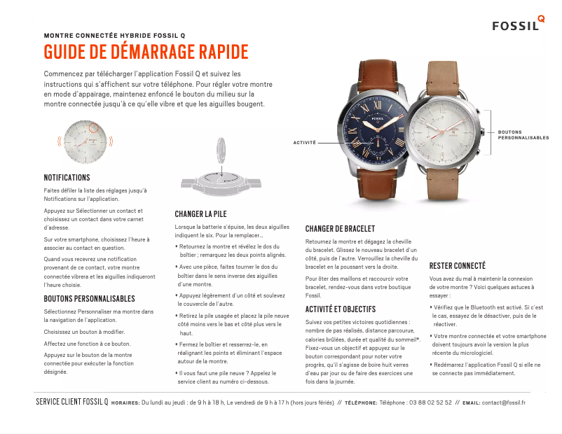 Page 1 de la notice Manuel utilisateur Fossil Q Commuter