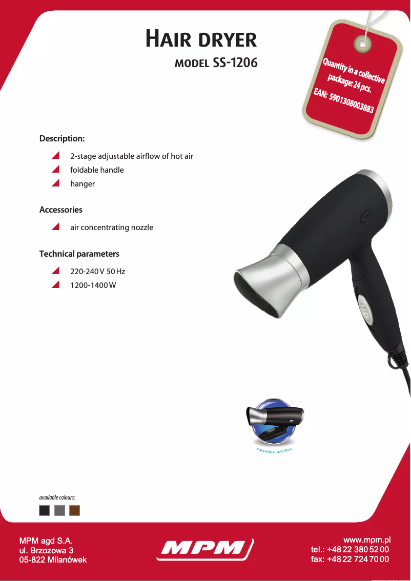 Page n°1 - Fiche technique MPM SS-1206