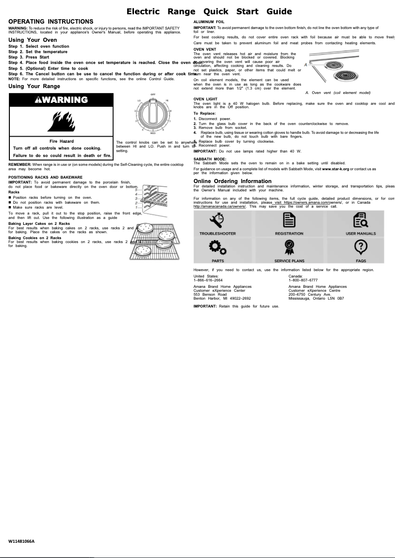 Page 1 de la notice Guide de démarrage rapide Amana ACR4503SFW