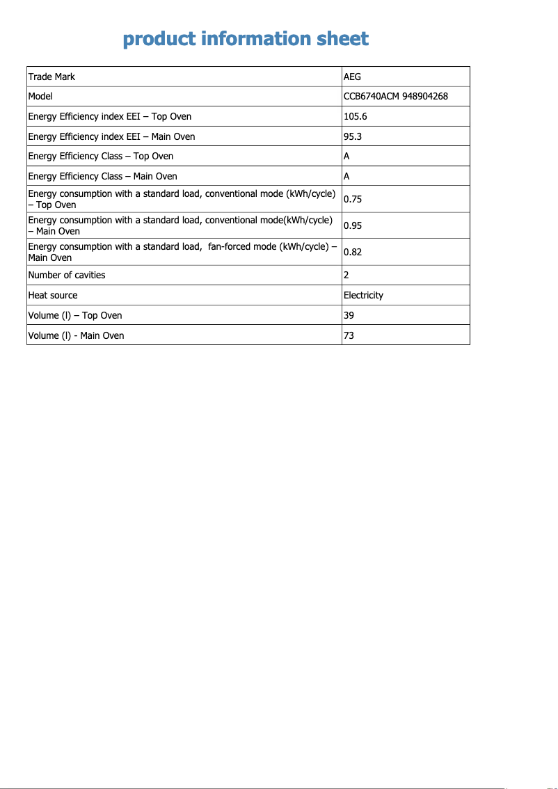 Page 1 de la notice Fiche technique AEG CCB6740ACM
