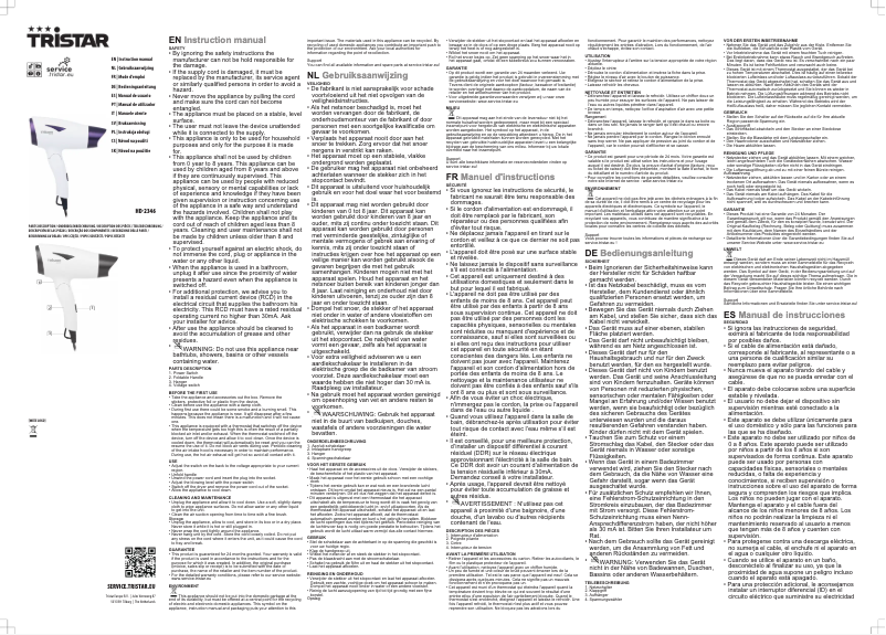 Page n°1 - Manuel utilisateur TriStar HD-2346