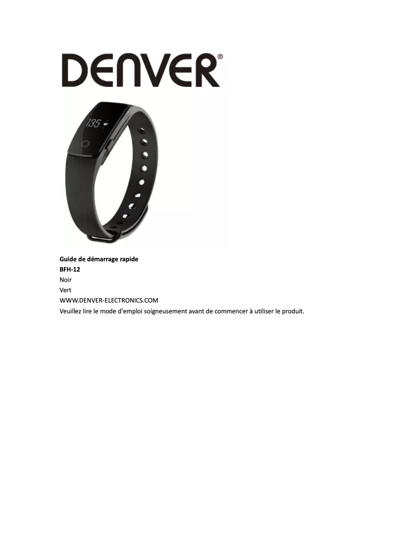 Page 1 de la notice Manuel utilisateur Denver BFH-12