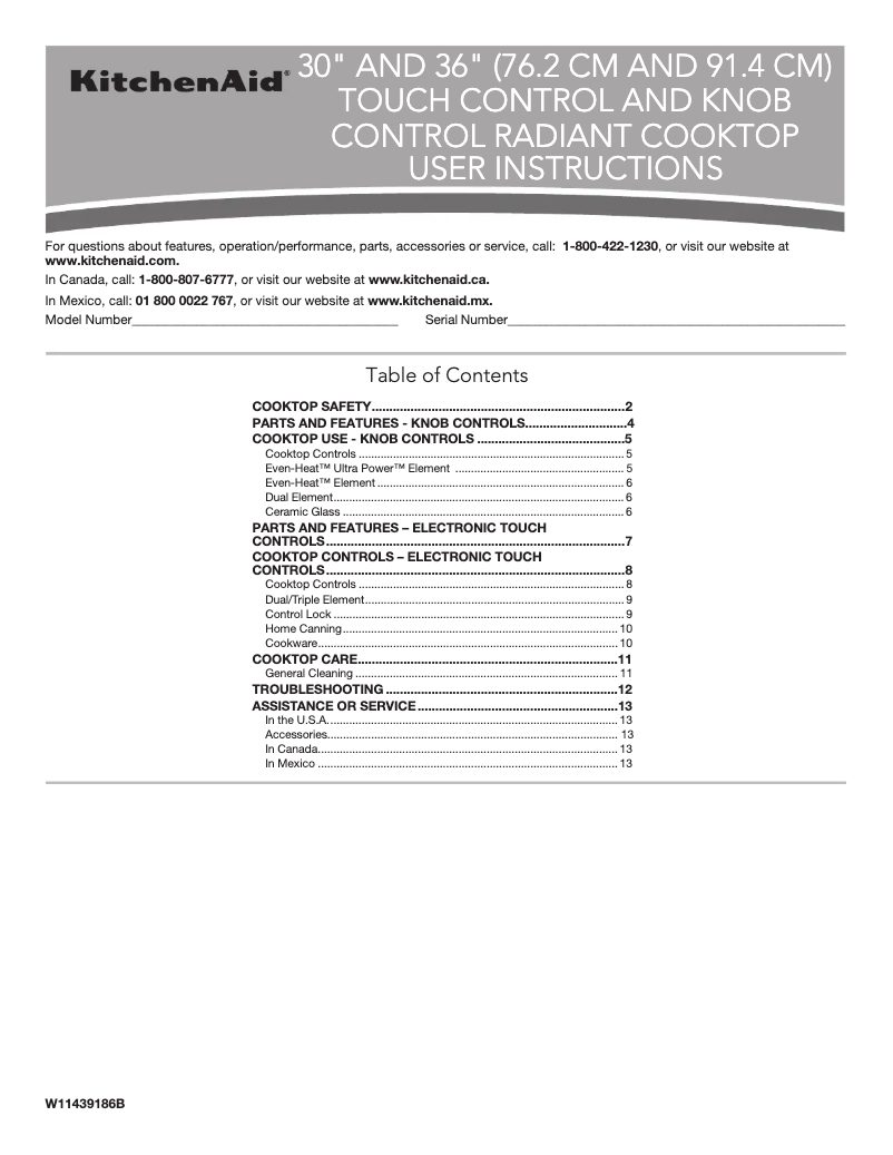 Page 1 de la notice Manuel d'utilisation et d'entretien KitchenAid KCES950KSS