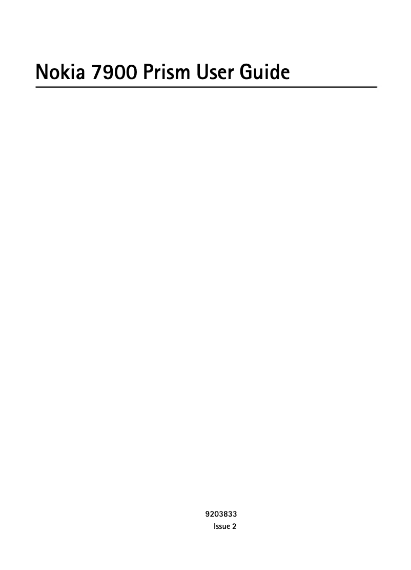 Page n°1 - Manuel utilisateur Nokia 7900