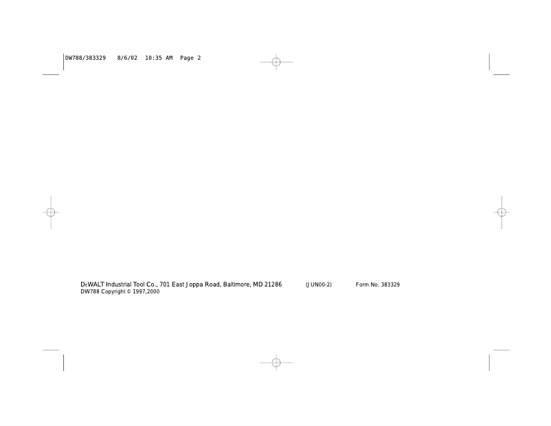 Page n°1 - Manuel utilisateur DeWalt DW788