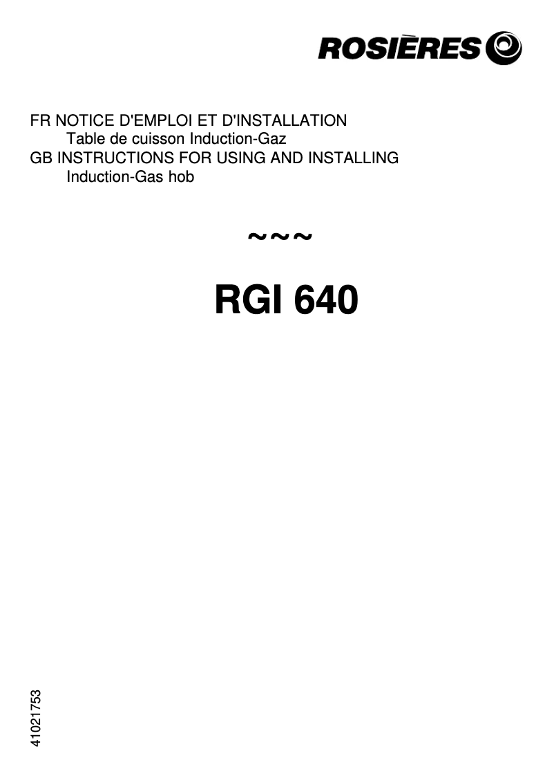 Page n°1 - Manuel utilisateur Rosieres RGI 640 IN