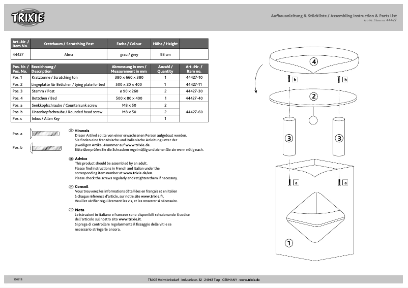 Image de la première page du manuel de l'appareil 44427