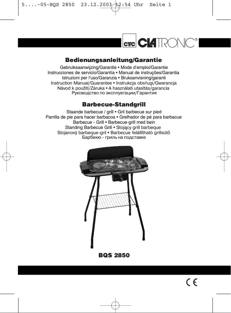 Page 1 de la notice Manuel utilisateur Clatronic BQS 2850