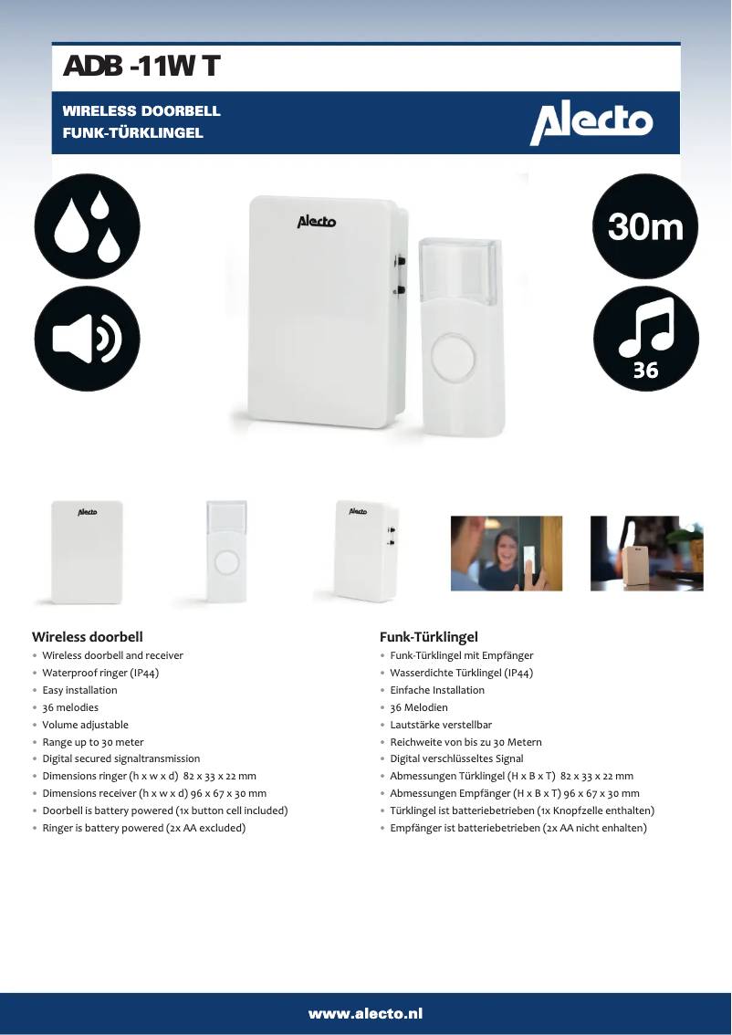Page 1 of the manual User Manual Alecto ADB-11WT