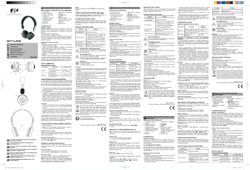 Page 1 de la notice Manuel utilisateur Muse M-268 BT