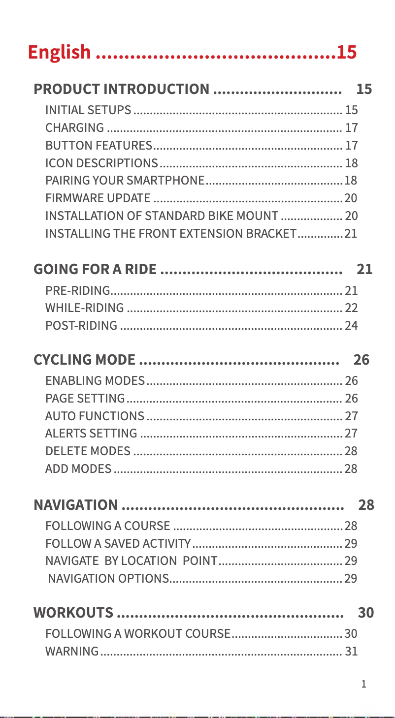 Page 1 de la notice Manuel utilisateur iGPSport iGS630S