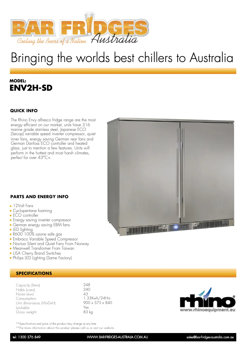 Page n°1 - Fiche technique Rhino ENV2H-SD