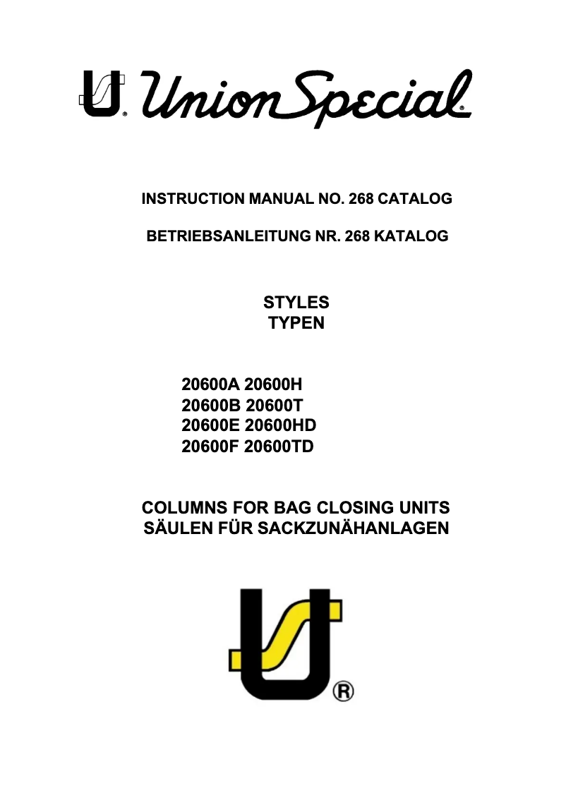 Page 1 de la notice Manuel utilisateur Union Special 20600A