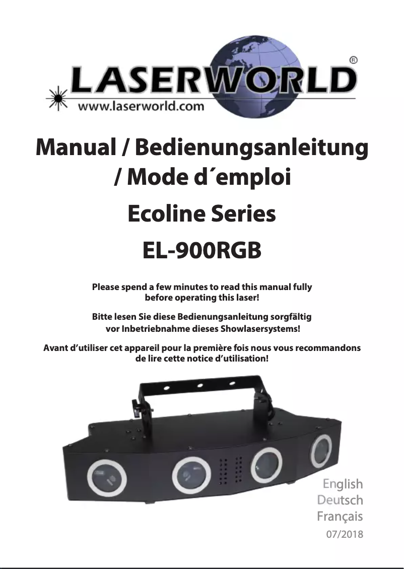 Page 1 de la notice Manuel utilisateur Laserworld EL-900RGB