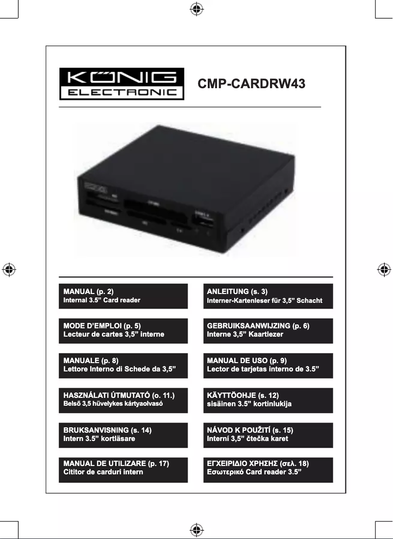 Page 1 de la notice Manuel utilisateur Konig CMP-CARDRW43